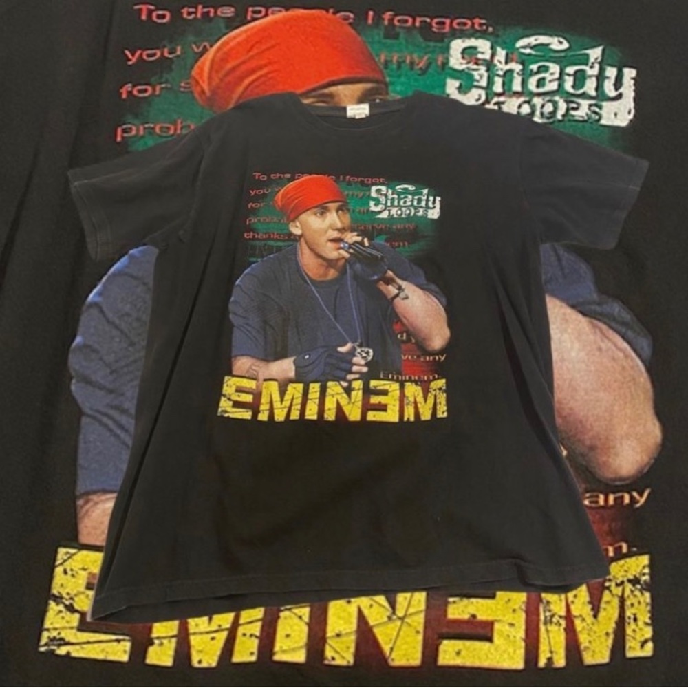 Eminem double sided rap tshirt - black and white on the back